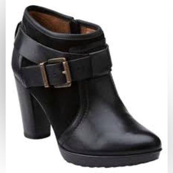 Clarks Lida Dallas black leather heeled booties shooties women’s size 8 - Picture 1 of 12